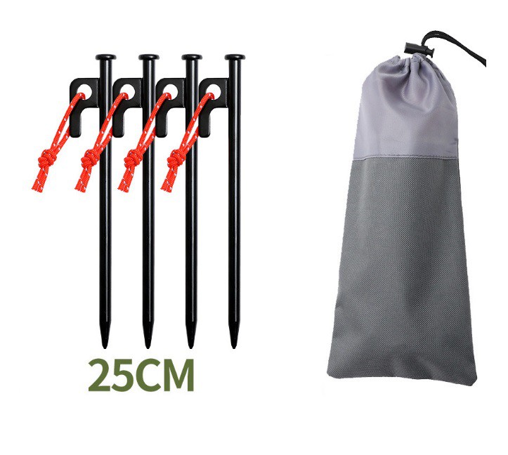 Outdoor camping 4 nails set 25cm canopy tent windproof fixed nail camping beach steel nail lengthened