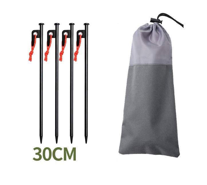 Outdoor camping 4 nails set 30cm canopy tent windproof fixed nail camping beach steel nail lengthened