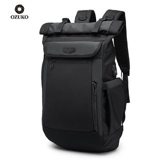 Ozuko travel laptop backpack roll top fashion style large capacity 9066