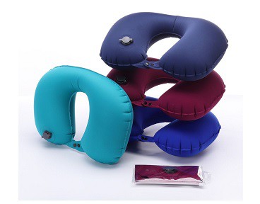 Outdoor camping flocking neck relax pillow nap inflatable air U-05