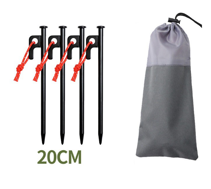 Outdoor camping 4 nails set 20cm canopy tent windproof fixed nail camping beach steel nail lengthened