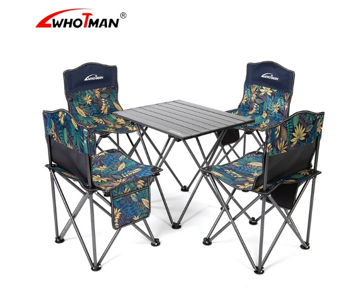 Whotman foldable camping chair table set 4 people 70318